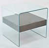 Fiam Riatto nightstand, Italy, bent tempered glass, signed in glass, 18" h.