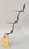 Bijan Bahar, 20th C., sculpture with three birds in flight, Curtis Jere style, signed Bijan, ht. 26".