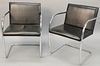 Set of eleven Brno chairs, made in Italy, black leather, 30" h.