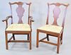 Pair Eldred Wheeler cherry chairs, one arm, one side, ht: 38 1/2".