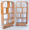 Pair of Modern/Deco style book shelves, ht. 70 1/2", wd. 34 1/2", dp. 11 3/4".