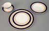 Royal Worcester Bone China, partial service, "Regency" pattern, includes: plates, bowls, cups, saucers, vegetable trays, serving tray, etc., light wea
