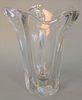 Daum "France" art glass vase with flared and shaped rim, signed to base, 12 1/4" h.