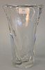 Daum "Nancy France" art glass vase with swirl design and flared rim, signed to base, 13" h.