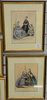 Group of twelve framed etchings, prints and lithographs to include four "Le Journal des Dames et des Demoiselles", 19th C., largest sight size: 11 3/4