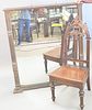 Two piece lot to include American Gothic style lift seat chair, openwork back with scrolled motif, hinged lift-top seat, boldly turned front legs, ht.