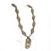 ORNATE TIBETAN SILVER REPOUSSE BEAD AND HAMSA NECKLACE