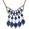 SILVER AND LAPIS BIB NECKLACE