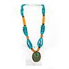 TIBETAN TURQUOISE AND AMBER BEAD NECKLACE