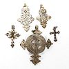GROUP OF 5 STERLING SILVER CROSS PENDANTS, VARIOUS STYLES