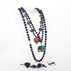 5 PIECE LAPIS INDIAN JEWELRY WITH AND ELEPHANT PENDANT