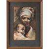 AFRICAN MOTHER AND CHILD PAINTING, SIGNED