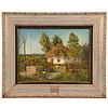 FRAMED OIL ON CANVAS, COUNTRY COTTAGE