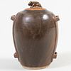 Chinese Brown Glazed Porcelain Vessel with Rat Form Finial