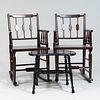Pair of Rustic Stained Wood Rocking Chairs
