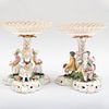 Pair of Stevenson & Hancock Derby Porcelain Reticulated Figural Compotes