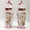 Pair of Large Mason's Ironstone Chinoiserie Vases and Covers