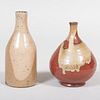 Two Japanese Glazed Earthenware Vases