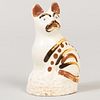 English Creamware Pottery Model of a Cat