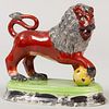 Staffordshire Pottery Model of a Red Lion