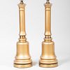 Pair of Modern Brass-Mounted Porcelain Columnar Lamps