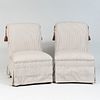 Pair of Striped Cotton Slipper Chairs