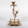 Victorian Gilt-Metal Candlestick with Glass Drops
