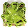 Blown Glass Green Octopus Sculpture