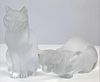 (2) Lalique Glass Cats