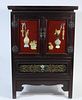 Chinese Wood Cabinet with Jade Carving
