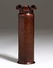 Albert Berry Hammered Copper 11.5"h Cylinder Vase c1920