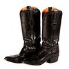 Lucchese Womans Black Leather Cowboy Boots