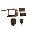 Vintage Thomas Singer 4pc sterling belt buckle set