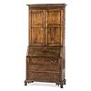 A Chippendale Carved, Inlaid and Figured Cherrywood Desk-and-Bookcase