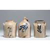 Three New York Cobalt-Decorated Stoneware Vessels 