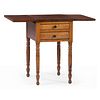A Two Drawer Tiger Maple Drop Leaf Table