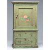 A Child's Green-Painted Stepback Cupboard