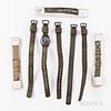 Seven Military Canvas Wristwatch Straps and a Sovereign "Combat Watch,"