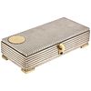 French Art Deco Sterling Silver, Gold & Lapis Smoking Box with Ashtray & Lighter