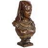 Exquisite French Multi-Patinated Orientalist Bronze Bust of Saida, by Rimbez