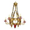 An Exceptional and Rare Islamic Alhambra Bronze and Enameled Glass Chandelier