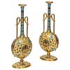 Extremely Rare Pair of Ferdinand Barbedienne Ormolu and Champleve Enamel Vases