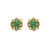 Emerald, Diamond and 14K Earrings