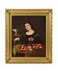 A Beautiful Oil on Canvas Portrait Painting of a Fruit Seller, 19th CenturyC. 1813