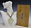 FINE CHINESE WHITE JADE FLORAL NECKLACE & PENDANT