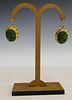 CHINESE 14KT YELLOW GOLD & CARVED JADE EARRINGS