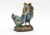 Chinese Cloisonne Enamel Roosters Sculpture