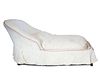 White Upholstered Chaise Longue with Pink Trim
