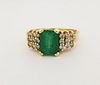 14K Gold Emerald & Diamond LeVian Ring