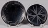 Two San Ildefonso Indian black pottery trays